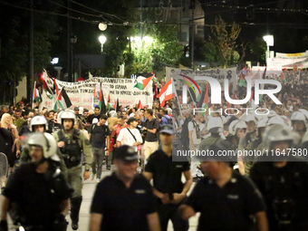 Palestinian organizations and solidarity groups held a march on October 7, 2024, protesting against the war in Gaza on the first anniversary...