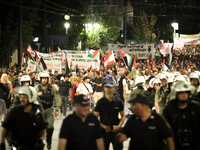 Palestinian organizations and solidarity groups held a march on October 7, 2024, protesting against the war in Gaza on the first anniversary...