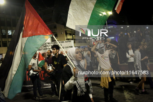 Palestinian organizations and solidarity groups held a march on October 7, 2024, protesting against the war in Gaza on the first anniversary...