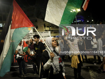 Palestinian organizations and solidarity groups held a march on October 7, 2024, protesting against the war in Gaza on the first anniversary...