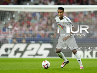 Eder Militao centre-back of Real Madrid and Brazil during the LaLiga match between Atletico de Madrid and Real Madrid CF  at Estadio Civitas...