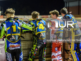 (From left to right) Sheffield Cubs' Nathan Ablitt, Ace Pijper, Stene Pijper, and Jamie Etherington watch the track preparation during the W...