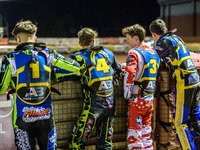 (From left to right) Sheffield Cubs' Nathan Ablitt, Ace Pijper, Stene Pijper, and Jamie Etherington watch the track preparation during the W...