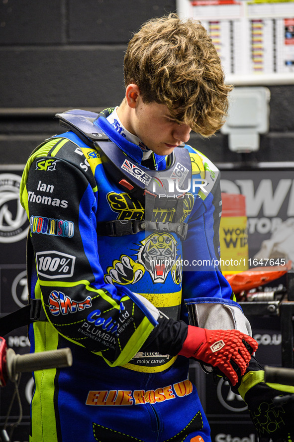 Luke Harrison of the Sheffield Cubs participates in the WSRA National Development League match between Belle Vue Colts and Sheffield Tiger C...