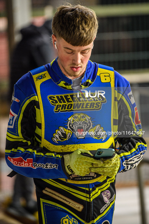 Kean Dicken of the Sheffield Cubs participates in the WSRA National Development League match between Belle Vue Colts and Sheffield Tiger Cub...