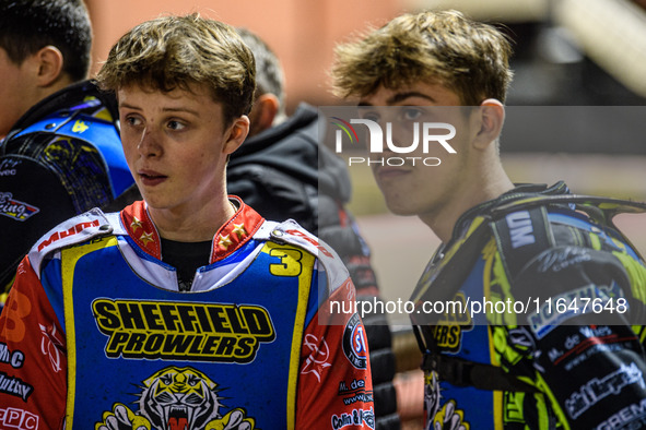 Sheffield Cubs' Stene Pijper (left) stands with his brother Ace Pijper during the WSRA National Development League match between Belle Vue C...