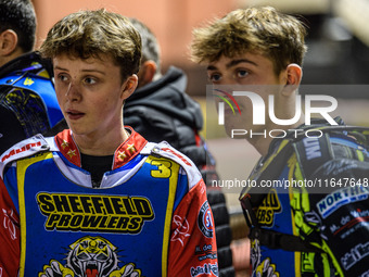 Sheffield Cubs' Stene Pijper (left) stands with his brother Ace Pijper during the WSRA National Development League match between Belle Vue C...