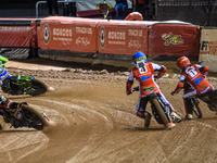 Belle Vue Colts' Luke Muff in blue pulls up as he is passed by Sheffield Cubs' Nathan Ablitt in white, Sheffield Cubs' Mickie Simpson in yel...