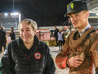 Belle Vue Colts' Joint Team Manager Graham Goodwin (left) stands with Belle Vue Colts' Freddy Hodder during the WSRA National Development Le...