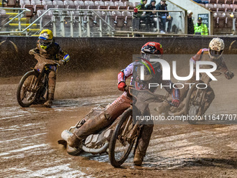 Belle Vue Colts' Sam Hagon in Red leads Sheffield Cubs' Stene Pijper in White and Sheffield Cubs' Jamie Etherington in Yellow during the WSR...