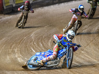 Sheffield Cubs' Stene Pijper in White leads Belle Vue Colts' Chad Wirtzfeld in Blue and Belle Vue Colts' Freddy Hodder in Red during the WSR...