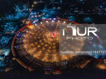 An aerial view shows United Way of Baroda's globally acclaimed annual fundraising event, GARBA MAHOTSAV 2024, in Vadodara, Gujarat. Every pa...