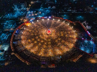 An aerial view shows United Way of Baroda's globally acclaimed annual fundraising event, GARBA MAHOTSAV 2024, in Vadodara, Gujarat. Every pa...