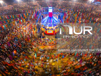 An aerial view shows United Way of Baroda's globally acclaimed annual fundraising event, GARBA MAHOTSAV 2024, in Vadodara, Gujarat. Every pa...