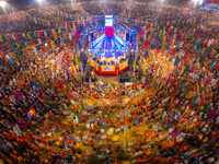 An aerial view shows United Way of Baroda's globally acclaimed annual fundraising event, GARBA MAHOTSAV 2024, in Vadodara, Gujarat. Every pa...