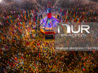 An aerial view shows United Way of Baroda's globally acclaimed annual fundraising event, GARBA MAHOTSAV 2024, in Vadodara, Gujarat. Every pa...