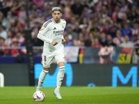 Federico Valverde central midfield of Real Madrid and Uruguay during the LaLiga match between Atletico de Madrid and Real Madrid CF  at Esta...