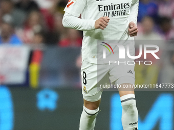 Federico Valverde central midfield of Real Madrid and Uruguay during the LaLiga match between Atletico de Madrid and Real Madrid CF  at Esta...