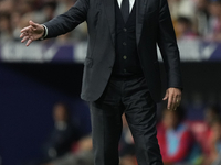 Carlo Ancelotti head coach of Real Madrid reacts during the LaLiga match between Atletico de Madrid and Real Madrid CF  at Estadio Civitas M...