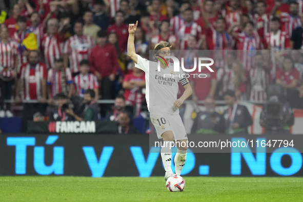 Luka Modric central midfield of Real Madrid and Croatia during the LaLiga match between Atletico de Madrid and Real Madrid CF  at Estadio Ci...