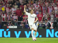 Luka Modric central midfield of Real Madrid and Croatia during the LaLiga match between Atletico de Madrid and Real Madrid CF  at Estadio Ci...