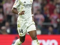 Aurelien Tchouameni defensive midfield of Real Madrid and France during the LaLiga match between Atletico de Madrid and Real Madrid CF  at E...