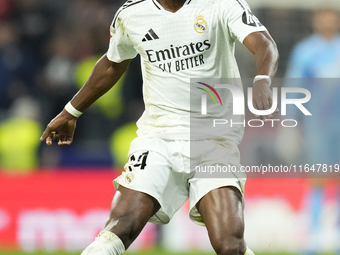 Aurelien Tchouameni defensive midfield of Real Madrid and France during the LaLiga match between Atletico de Madrid and Real Madrid CF  at E...