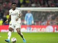 Aurelien Tchouameni defensive midfield of Real Madrid and France during the LaLiga match between Atletico de Madrid and Real Madrid CF  at E...