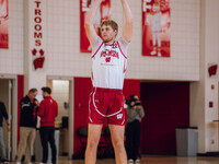 Wisconsin Badgers forward Steven Crowl #22 shoots a jumper during local media day at the Nicholas Johnson Pavilion in Madison, WI, on Octobe...