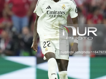 Antonio Rudiger centre-back of Real Madrid and Germany during the LaLiga match between Atletico de Madrid and Real Madrid CF  at Estadio Civ...