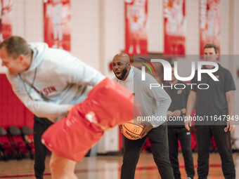 Wisconsin Badgers Assistant Coach Sharif Chambliss is present during practice at the Nicholas Johnson Pavilion in Madison, WI, on October 7,...