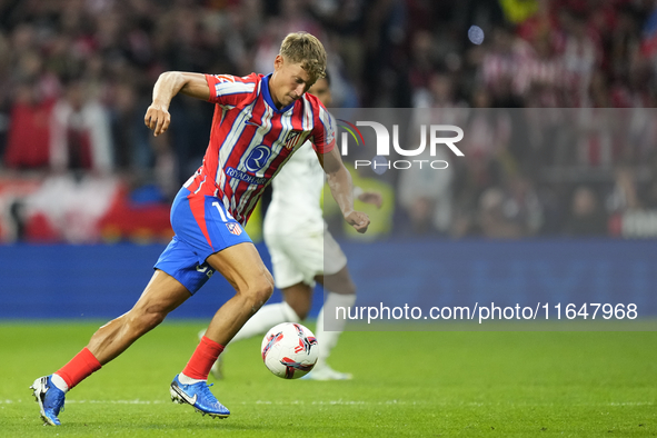 Marcos Llorente central midfield of Atletico de Madrid and Spain during the LaLiga match between Atletico de Madrid and Real Madrid CF  at E...