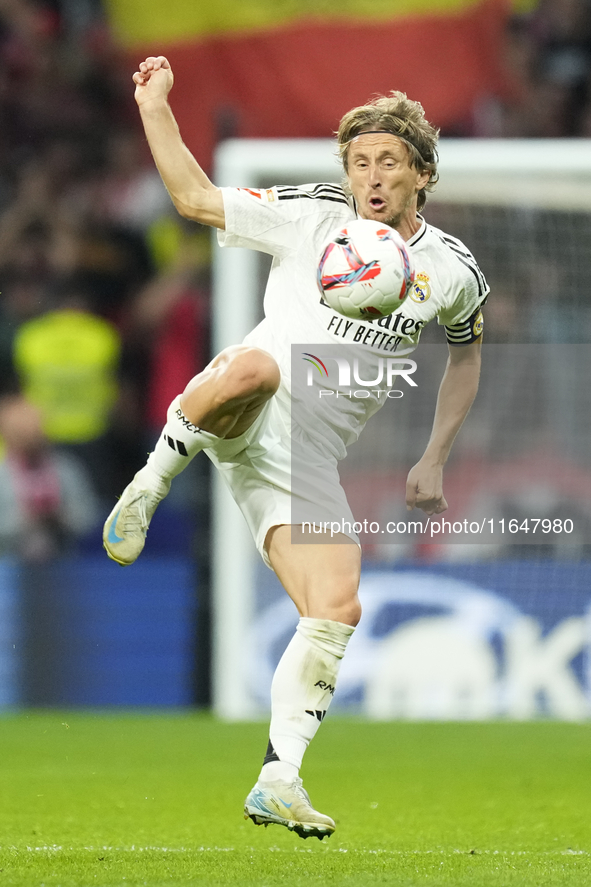 Luka Modric central midfield of Real Madrid and Croatia during the LaLiga match between Atletico de Madrid and Real Madrid CF  at Estadio Ci...