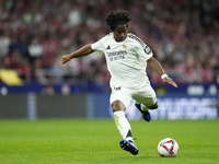 Endrick centre-forward of Real Madrid and Brazil shooting to goal during the LaLiga match between Atletico de Madrid and Real Madrid CF  at...