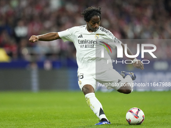 Endrick centre-forward of Real Madrid and Brazil shooting to goal during the LaLiga match between Atletico de Madrid and Real Madrid CF  at...