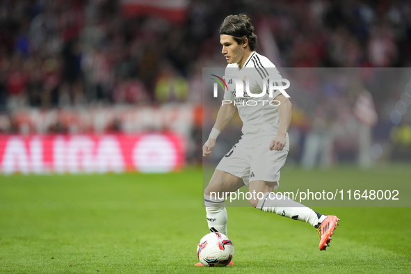 Fran Garcia left-back of Real Madrid and Spain during the LaLiga match between Atletico de Madrid and Real Madrid CF  at Estadio Civitas Met...