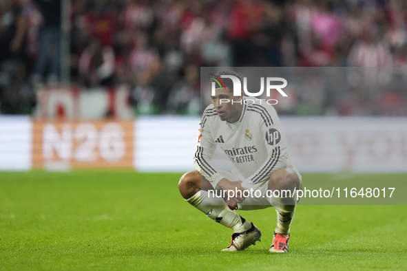 Jude Bellingham central midfield of Real Madrid and England after Atletico goal during the LaLiga match between Atletico de Madrid and Real...