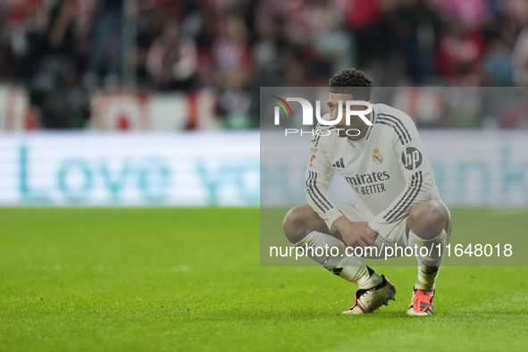 Jude Bellingham central midfield of Real Madrid and England after Atletico goal during the LaLiga match between Atletico de Madrid and Real...