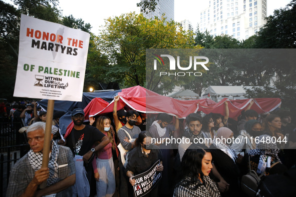 Palestinian supporters gather in Madison Square park with flags and signs against the October 2023 Israeli incursion of Gaza, on October 7,...