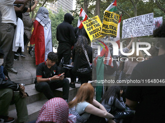 Palestinian supporters gather in Madison Square park with flags and signs against the October 2023 Israeli incursion of Gaza, on October 7,...