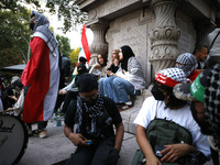 Palestinian supporters gather in Madison Square park with flags and signs against the October 2023 Israeli incursion of Gaza, on October 7,...