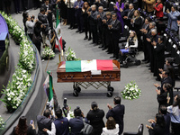 The coffin with the remains of Ifigenia Martinez is present during the posthumous funeral tribute in honor of Ifigenia Martinez, 99, in the...