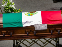 The coffin with the remains of Ifigenia Martinez is present during the posthumous funeral tribute in honor of Ifigenia Martinez, 99, in the...