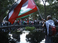 Palestinian supporters gather in Madison Square park with flags and signs against the October 2023 Israeli incursion of Gaza, on October 7,...