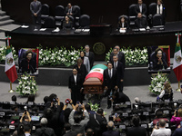 Deputies, Senators, and family members stand guard of honor during the posthumous funeral tribute in honor of Ifigenia Martinez, 99, in the...