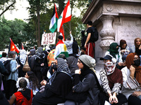 Palestinian supporters gather in Madison Square park with flags and signs against the October 2023 Israeli incursion of Gaza, on October 7,...