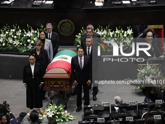 Deputies, Senators, and family members stand guard of honor during the posthumous funeral tribute in honor of Ifigenia Martinez, 99, in the...