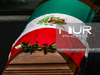 The coffin with the remains of Ifigenia Martinez is present during the posthumous funeral tribute in honor of Ifigenia Martinez, 99, in the...