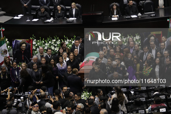 Deputies, Senators, and family members stand guard of honor during the posthumous funeral tribute in honor of Ifigenia Martinez, 99, in the...