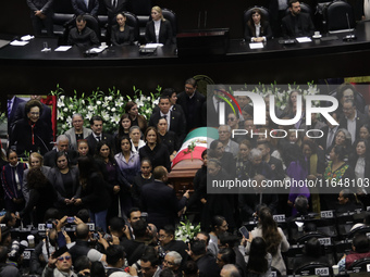 Deputies, Senators, and family members stand guard of honor during the posthumous funeral tribute in honor of Ifigenia Martinez, 99, in the...